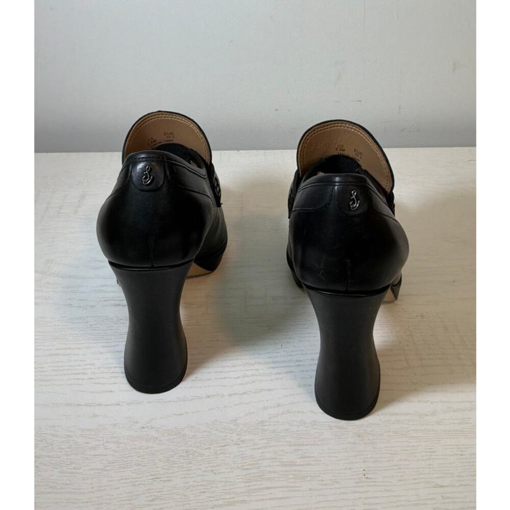 Sam Edelman Jeanette Block Hell Loafer Pump in Black Leather sz 5.5 - Picture 3 of 6